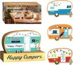 4Pcs RV Camper Coasters Set, Camper Decor, Bamboo Coasters Set Suitable for Kinds of Cups, Modern Style Coasters for Coffee Table, Camping Gifts for Camper Lovers Women Men