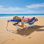 MOPHOTO Oversized Beach Lounge Chair, 5-Position Adjustable Tanning Chair with Face Hole, Heavy Duty Folding Chaise Lounge for Beach, Pool, Patio & Sunbathing