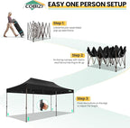 COBIZI 10x20 Pop up Canopy Without Sidewall Heavy Duty Commercial Outdoor Gazebo Easy Up Wedding Party Tents for Parties with Roller Bag, All Season Wind & Waterproof UPF50+(Upgrade Hexagonal Tube)