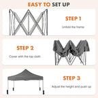OLIXIS 10x10 Ft Waterproof Pop Up Canopy Tent, Portable Outdoor Shade Shelter with Sand Bags, Ideal for Beach, Backyard Parties & Events, Classic Grey