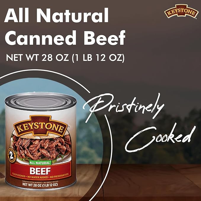 KEYSTONE Meats All Natural Canned Beef, Chicken & Pork Pack of 3, 28 Oz Long Term Emergency Survival Food Canned Meat | Fully Cooked Ready to Eat