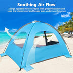 NXONE Beach Tent Sun Shelter with UPF 50+ UV Protection, Lightweight Easy Setup Portable Beach Canopy for Family, Large Space for Beach, Camping & Outdoor, 3/4/6 Person