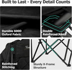 Overmont Oversized XL Camping Chair for Adults - 400lbs Support Heavy-Duty Padded Folding Chair with Side Pocket Cup Holder Cooling Bag for Outdoor Sports Garden Beach Fishing Lawn Black