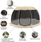 Alvantor Pop Up Screen House Gazebo with Mosquito Netting, Instant UV Resistant Sun Shelter for Patio & Backyard, Portable Canopy Tent for 2-10 Person