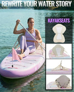 10'6''x33''Inflatable Stand Up Paddle Board, 400lbs Extra Wide Stand Up Paddleboard with Kayak Seat, Anti-Slip EVA Deck Premium SUP Accessories Kit, Non-Slip Stable Deck Boat for Yoga Fishing Surf