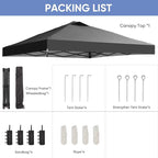 GDY 12x12 Pop Up Canopy Patio Carpas, One Push Set up with Central Lock Canopy with Wheeled Carry Bag, Included 4 Sandbaogs,8 Stakes and 4 Ropes, Black