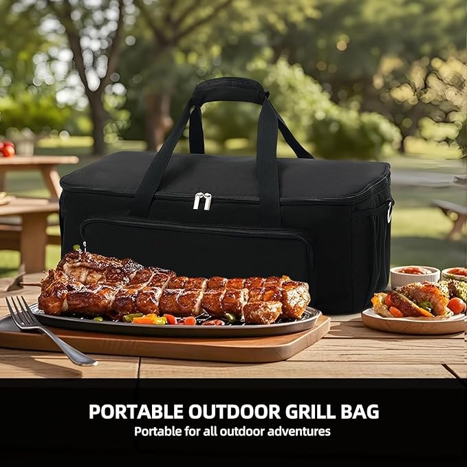 Gas Grill Carry Bag for Megamaster 1 Burner Portable Grill, Water-Resistant, Rip-Proof Material, Barbecue Bag for Camping, Outdoor Cooking, Black
