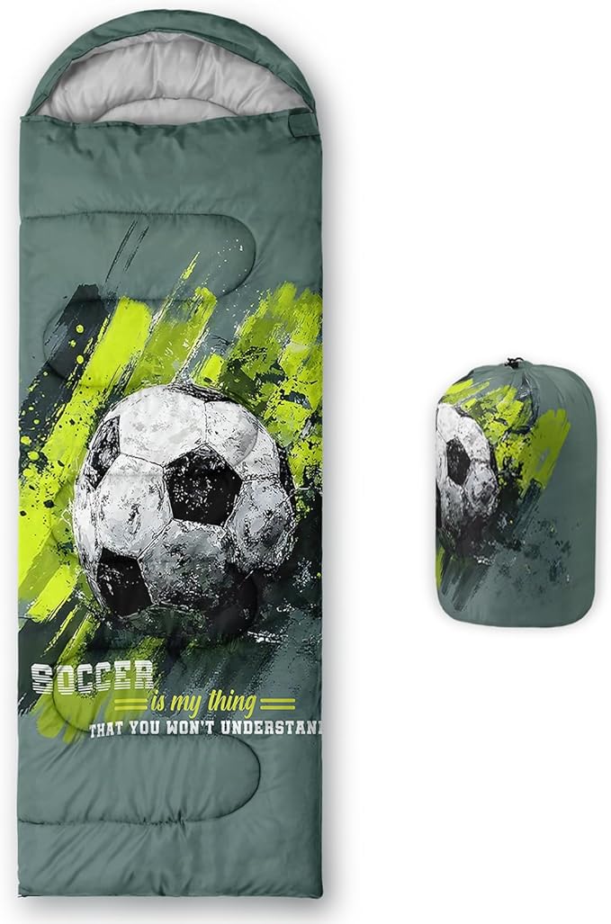 AILONEN Sports Basketball Sleeping Bag for Kids Boys,Warm and Cool Weather,Lightweight,Waterproof Backpacking,3D Galaxy Ball Print Sleeping Bag for Camping