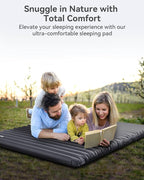 Hikenture Camping Mattress 2 Person Double Sleeping Pad for Camping, 4" Extra-Thick Inflatable & Ultralight Sleeping Air Mat for Backpacking, Hiking (Grey Pumpsack, Semi Double(79 * 47.5 in))