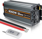 Power Inverter DC 24V to AC 110V/120V Converter with LCD Display Wireless Controller, Cable Pair,AC outlets USB.RV Travel,Suitable for Camping,and Off-Grid Solar Systems (6000w-24v)