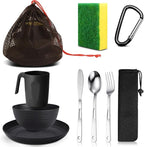 Scout Camping Mess Kit for Person Boy Scout Dishes Set Girl Scout Mess Kit with Mesh Bag Reusable Light Weight Eating Utensils Plastic Camping Cutlery Set for Travel Camp