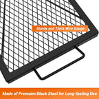 onlyfire Fire Pit Grill Grate, Heavy-Duty Steel Cooking Grate with X-Marks Design for Outdoor BBQ, Camping, Group Gatherings - 32“ X 15”