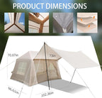 Inflatable Tent, 4-6 Person Luxury Camping Tents, Detachable Rainfly Sky-View Roof, Sturdy Oxford Fabric Cabin for Hiking, Quick Inflate Hot Thermal Outdoor House,Beige