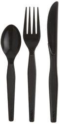 Dixie Individually Wrapped 3-Piece Heavy-Weight Polystyrene Plastic Fork, Knife, And Teaspoon, Cutlery Kit by GP PRO (Georgia-Pacific), Black, CH56C7, (Case of 250 Kits)