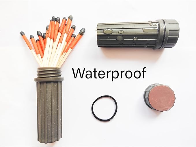 Emergency Fire Starter | Windproof & Waterproof Storm Matches with Waterproof Case & Wax Rope | Survival Gear for Camping, Hiking, Bushcraft, Outdoor Survival
