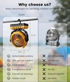 36000mAh Portable Camping Fan - 150HRS Rechargeable Fan with Detachable Battery with LED & Remote - 4 Speeds Battery Powered for Tent,Travel, Office, Jobsite