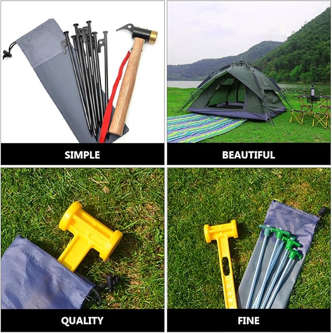 Tent Stakes Storage Bag Set, 30cm Oxford Fabric Organizer for Camping Tent Pegs, Windproof Shelter Nail Holder for Outdoor Hiking and Backpacking (2pcs)