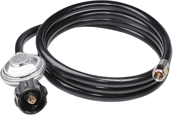 DOZYANT 8 Feet Universal QCC1 Low Pressure Propane Regulator Grill Replacement with 8 FT Hose for Most LP Gas Grill, Heater and Fire Pit Table, 3/8 inch Female Flare Nut