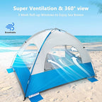NXONE Beach Tent Sun Shelter with UPF 50+ UV Protection, Lightweight Easy Setup Portable Beach Canopy for Family, Large Space for Beach, Camping & Outdoor, 3/4/6 Person