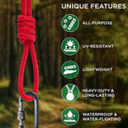 TECEUM Rope – 150 Feet x 1/4 Inch (7mm) – Red – Strong All-Purpose Utility Rope – Camping, Crafting, Flag Pole, Indoor & Outdoor – Polypropylene Nylon Poly Lightweight Diamond Braided Cord