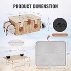 HappyPicnic Picnic Basket for 2, Handmade Wicker Picnic Set with Folding Table and Waterproof Blanket, Large Insulated Picnic Basket with Wine Bag & Cutlery Kit for Picnic, Camping, Holidays (Flower)