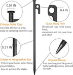 20 Pack 16 inch Tent Stakes Heavy Duty Metal Tent Pegs for Camping Steel Tent Pegs Unbreakable and Inflexible