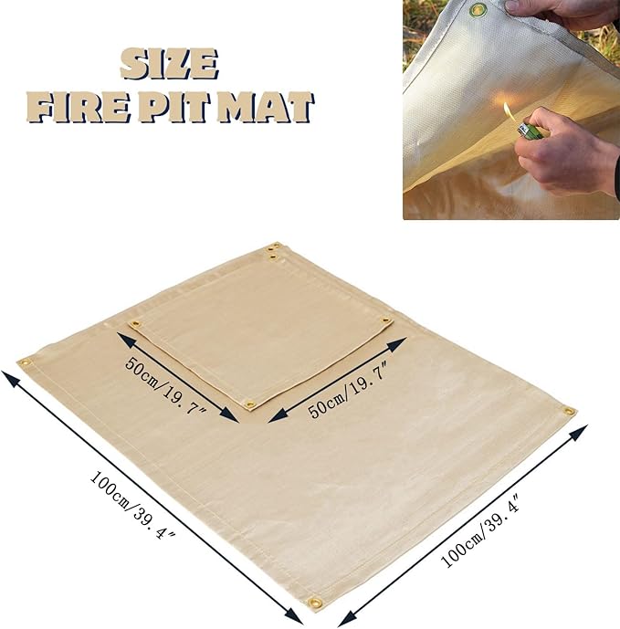 SoloWilder Fire Pit Mat 40" Wood Stove Under Grill Mat (940°F Safety) for Deck BBQ Fireproof Floor Tent Campsite Insulation Protection