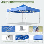 Easy Setup Pop Up Canopy Instant Portable Shelter, 500D Top Fabric, Hexagonal Steel, Easy Outdoor Sun Shade for Events