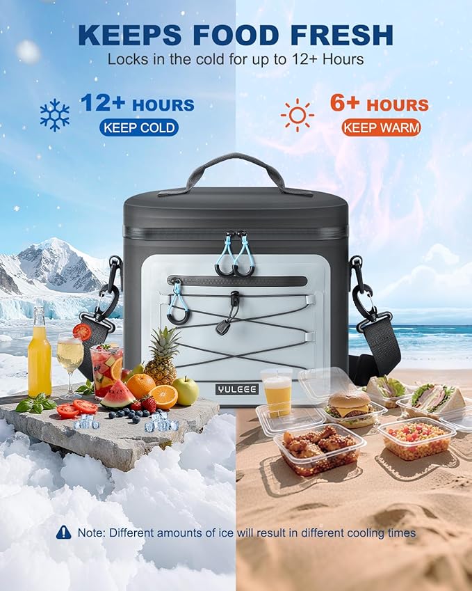 Cooler Bag, 7/16/30 Can Soft Sided Small Portable Insulated Cooling Pack, Everyday Lunch Cooler, Leakproof Ice Chest for Beach, Camping, Travel, Picnic