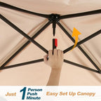COBIZI 10x10 Pop Up Gazebos on Clearance 11x11 Canopy Tent Easy Up Outdoor Gazebo Waterproof Portable Gazebo with Mosquito Nettings, Double Vented Roof and Carry Bag for Patio Garden Lawn(Coffee)