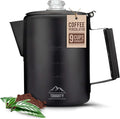 Toughty Yosemite Percolator Coffee Pot – Classic Stovetop Coffee Maker for Camping, Hiking & Home, Durable Stainless Steel Pot, Compatible with All Stovetops – Old-Fashioned 9-Cup Percolator, Black