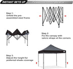 ABCCANOPY Patio Pop Up Canopy Tent 10x10 Commercial-Series (Dark Black)