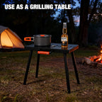 Lineslife Portable Charcoal Grill, Foldable Heavy Duty Metal Mangal BBQ Kabob Grill for Outdoor Backyard Camping Picnic Travel Cooking Hiking