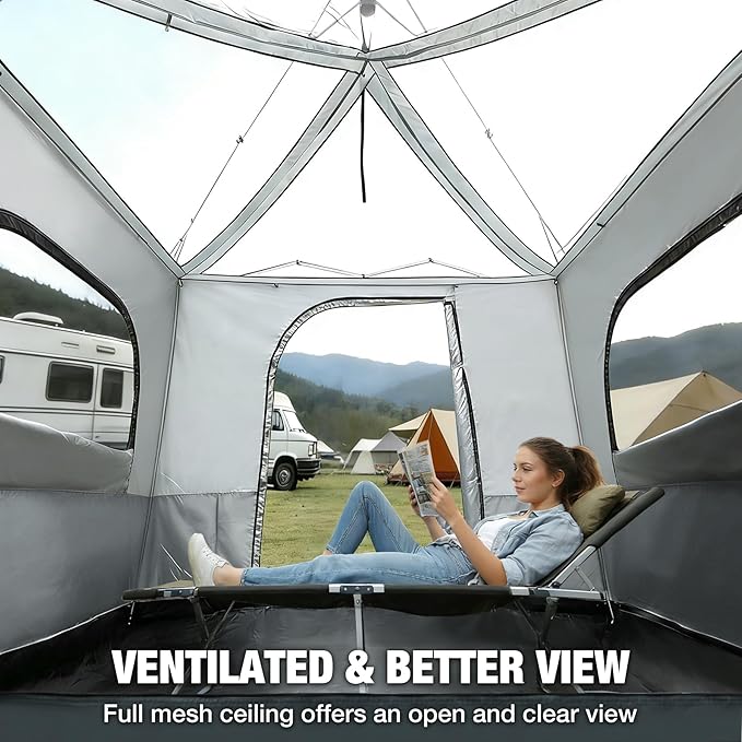 REDCAMP Canopy Camping Tent for Pop Up Canopy Tent, Inner Tent Converts Straight Leg 10'x10' or 10'x20' Canopy into Camping Tent, Fits 4-6 Person(Frame/Shelter NOT Included)