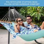 Lazy Daze Hammocks 12FT Quilted Fabric Hammock with Soft Pillow, Double 2 Person Tree Hammock with Spreader Bar for Outdoor Outside Patio Garden Yard Pool Beach, 450lbs Capacity