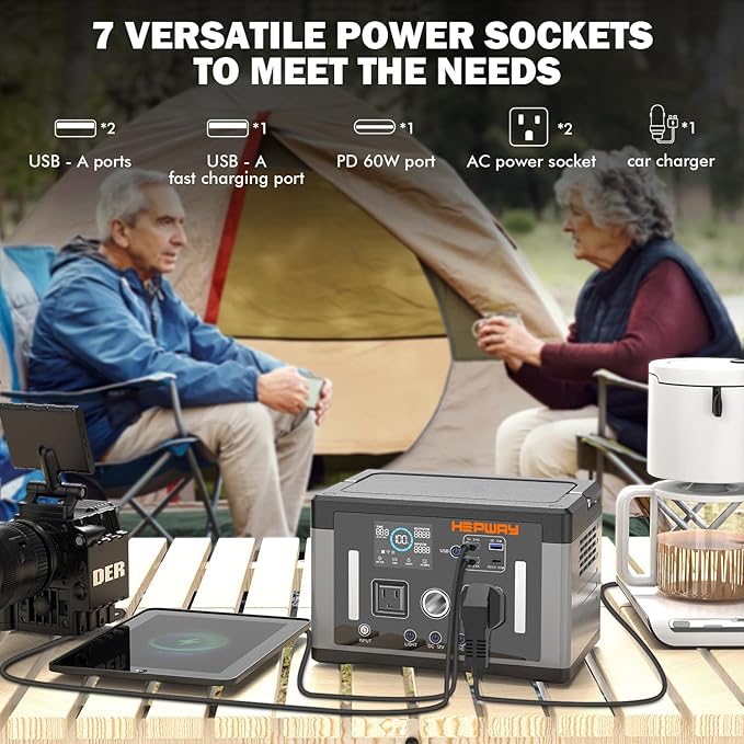 Portable Power Station 700W 577Wh Solar Generator, 120V Pure Sine Wave AC, PD 60W Fast Charge, 1000W Surge Inverter Power Bank Home Backup Battery for CPAP, Camping, RV, Outage