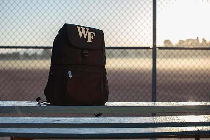 Picnic Time NCAA Wake Forest Demon Deacons Zuma Backpack Cooler, Black, 22 Liters