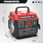 PowerSmart 1200W Portable Gasoline Generator, 71cc 2-Stroke Gas Powered Engine with 900W Rated Power, 50:1 Fuel Mix, 5-Hour Runtime at 50% Load, EPA Compliant for Camping, Tailgating
