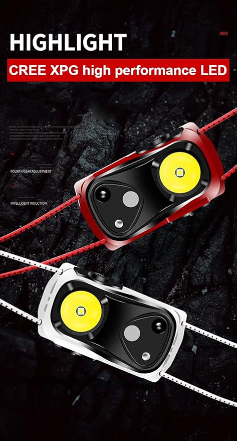 Headlamp Rechargeable 2PCS,1000 Lumen Ultra-Light Bright LED Headlight with White Red Light,Ultralight Waterproof Motion Sensor Head Lamp,4 Mode for Outdoor Camping Running