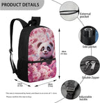 Panda School Backpack Set Kids 4 Piece with Lunch Box and Water Bottle Bag Pencil Case Large Capacity Lightweight Travel Backpack for Kids 8-12 Kindergarten Elementary Middle Camping