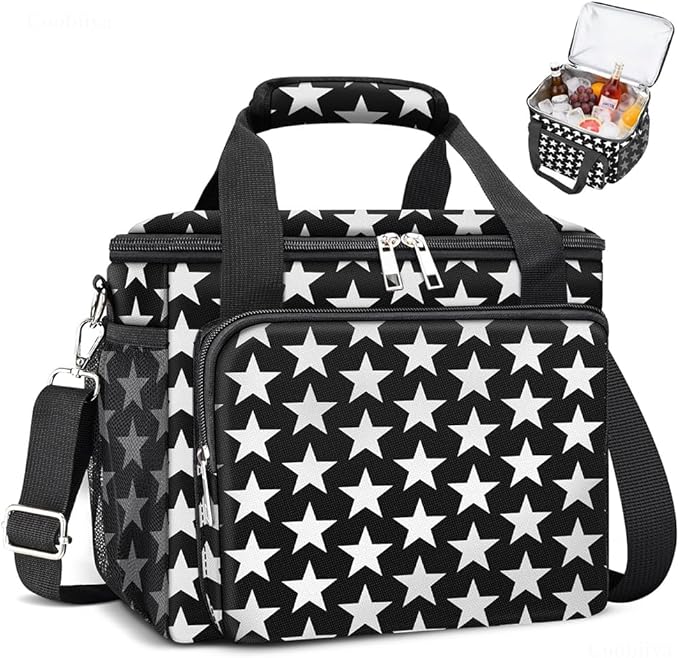 Coobiiya Large Expandable Insulated Lunch Bag Cooler Bag，12-23L Lunch Box for Men Double Deck Leakproof，Heavy Duty LunchBag Cooler Bags for Camping, Travel, Kayaking & Beach