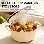 Enameled Cast Iron Dutch Oven with Lid – 5QT Heavy-Duty Pot, Oven Safe up to 500°F, Dual Handles, Ideal for Sourdough Bread Baking, Stews, Roasting, Braising – All Cooktops, Durable & Versatile Cookware (Ivory)