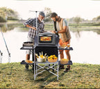 Nice C Camping Kitchen Station, Camping Table, Picnic Table, Grill Table, Folding Table, Upgrade Light Stand and Windshield Cooking Station & Organizers, Carry Bag for Beach, Picnic (Silver/Black)