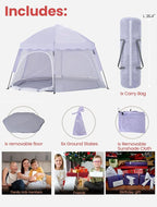 Portable Large Pop Up Kids Indoor Outdoor Tent with Canopy UV Cover,Thick Removable Floor for Sleeping Or Beach Shelter (Lilac)