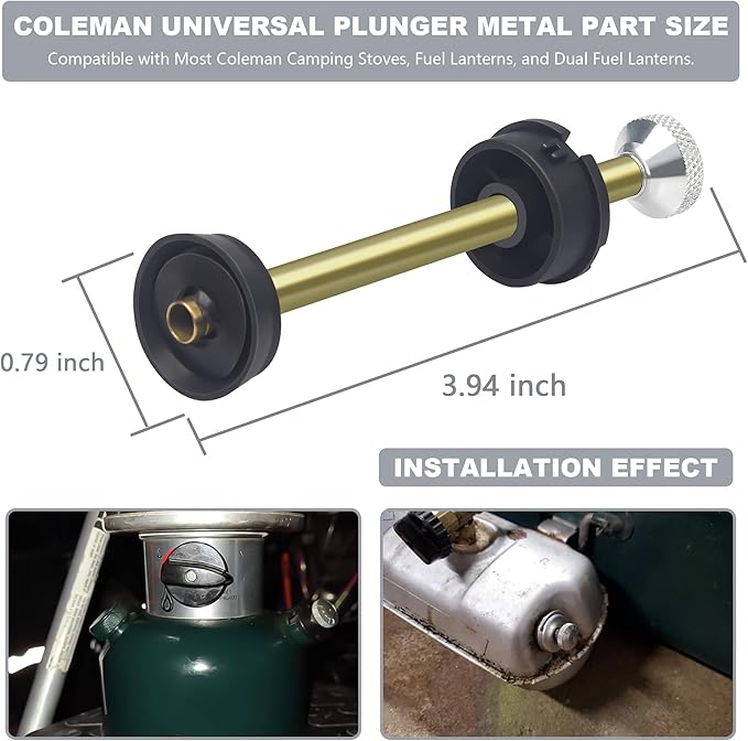Lantern Replacement Parts Universal Plunger Metal Part, 4-Inch Long Plunger Pump Repair Kit, 242J5201, Lantern, Stove Replacement Parts, Compatible with Coleman Camping Stoves & Dual Fuel Lanterns.
