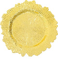 Antique Charger Plates Set 13'' Round Embossed Dinner Plate Chargers Plastic Elegant Floral Plates for Dinner Wedding Party Event Table Kitchen Decoration 100PCS (Gold 24Pcs)