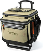 Titan Deep Freeze 60 (50+10) Can Wheeled Cooler - Collapsible Rolling Cooler with Wheels and All-Terrain Cart