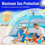 Beach Tent Sun Shade for 4-5 Person, Two Doors Large Pop Up Beach Tents for Adults and Kids, Portable Automatic Instant Sun Shelter Canopy Tent UV 50+, Ideal for Garden, Fishing, Picnic