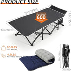 Portable Camping Cot, 32" Extra Wide Camping Cots for Adults with Thick Mattress, Heavy Duty Sleeping Cot Holds Up to 600LBS, Cots for Sleeping, Rv, Beach, Patio, Office Naps 2Pcs (Blue)