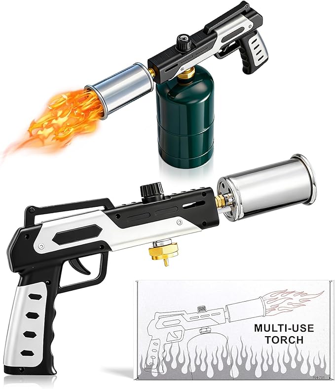 Saker Propane Torch Gun, Adjustable Flame Blow Torch with Safety Lock for BBQ, Grill, Campfire, Searing Steak, Cooking, Charcoal Lighter, DIY, Camping Torch Gift Idea (Propane Tank Not Included)